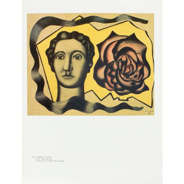 Pop Art 1990 After Fernand Leger "Femme a La Rose", Full-Color Parisian Print For Sale - Image 3 of 9
