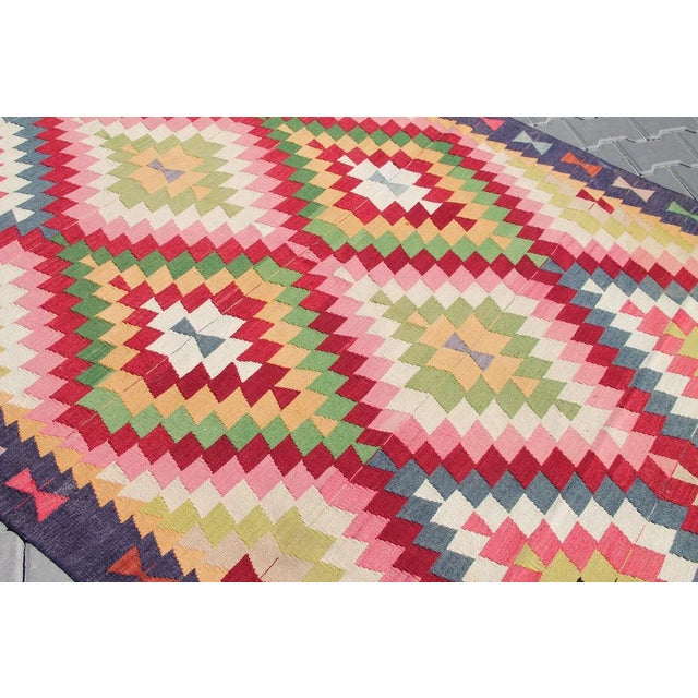 Vintage Turkish Kilim Rug - 118.5"x 67" For Sale - Image 9 of 11