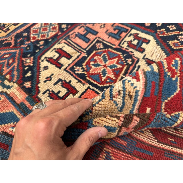 Navy Blue Antique Caucasian Shirvan Hand-Knotted Wool Rug - 11'2" X 5'2" For Sale - Image 8 of 14