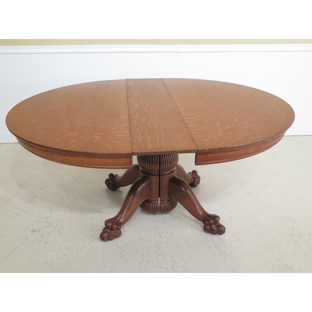 Antique Victorian Oak Round Clawfoot Dining Room Table Chairish