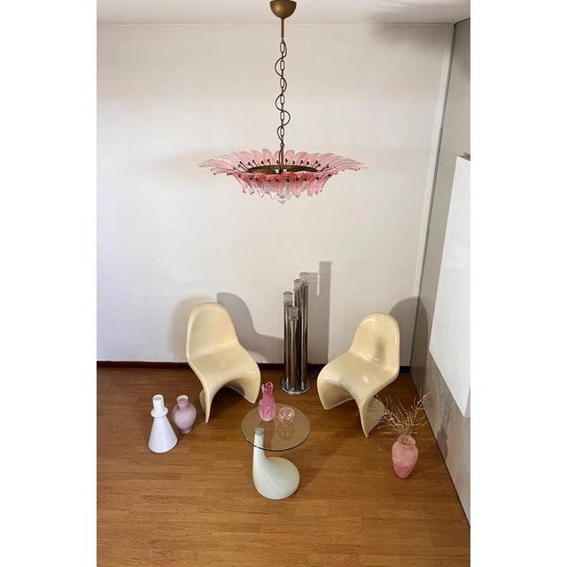 Murano Palmette Pendant Light in Pink Glass, 1990 For Sale - Image 4 of 18
