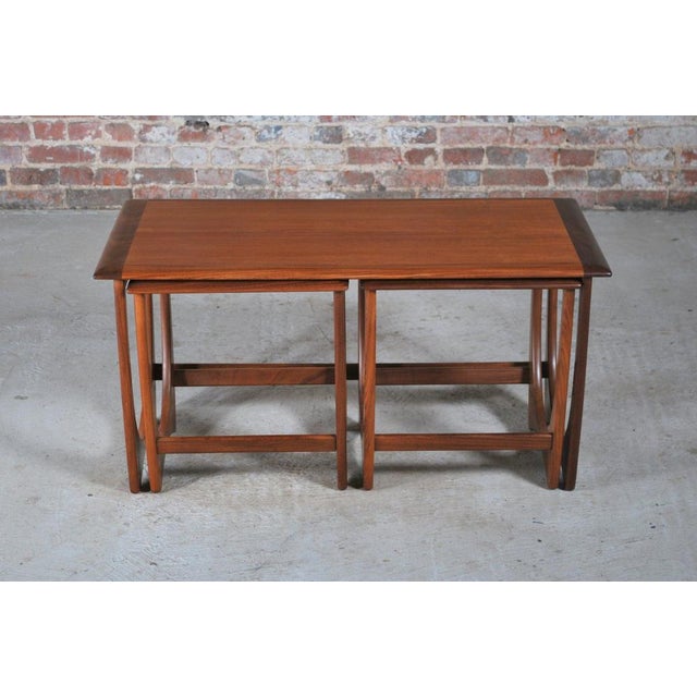 Mid Century G-Plan Astro Long John teak nest of tables, circa 1960s. Very good restored condition. W 99cm D 50cm H 50cm