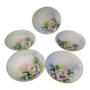 1950s Meito Japanese Hand-Painted Plates - Set of 5