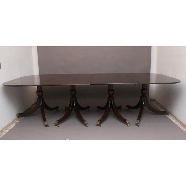 Large Early 20th Century Mahogany Four-Pedestal Dining Table, 1920s For Sale - Image 6 of 11