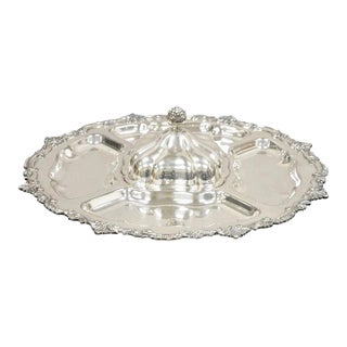 Vintage English Victorian Silver Plated Revolving Vegetable Serving Platter Tray For Sale