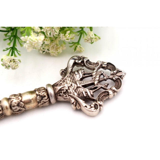 Vintage Key-Shaped Silver Corkscrew For Sale - Image 3 of 6