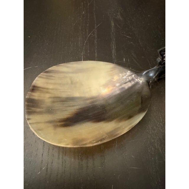 Hand Cared Decorative Handle Horn Spoon For Sale - Image 4 of 7
