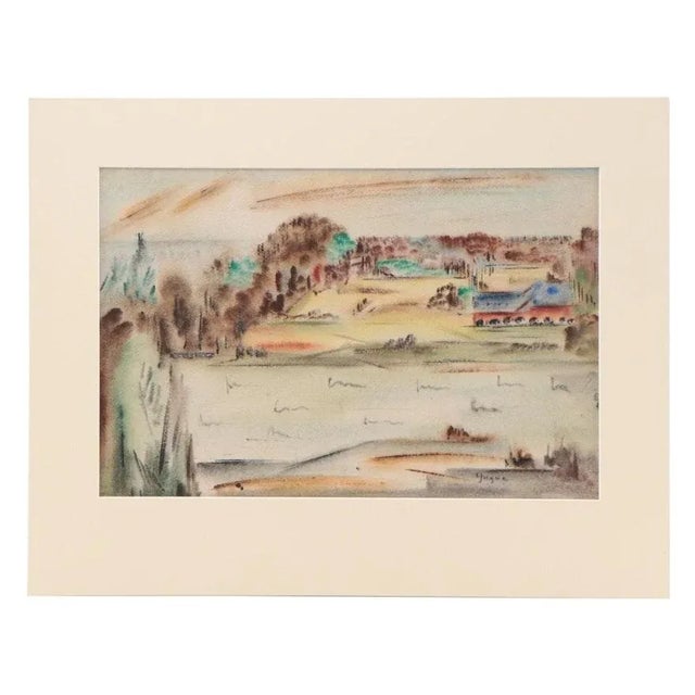 Original Vintage Signed Yngve H. Olsen Landscape Watercolor Painting For Sale - Image 10 of 10