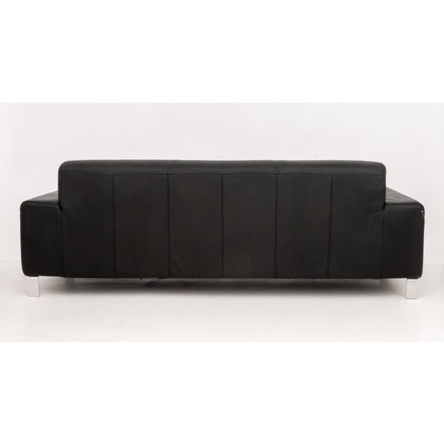 Black Nicoletti "Simon" Black Leather Three-Seat Sofa For Sale - Image 8 of 9