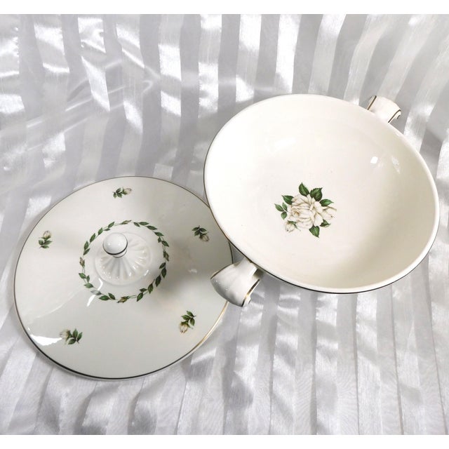 Halls Round Footed Covered Vegetable Dish in Cameo Rose For Sale - Image 4 of 6