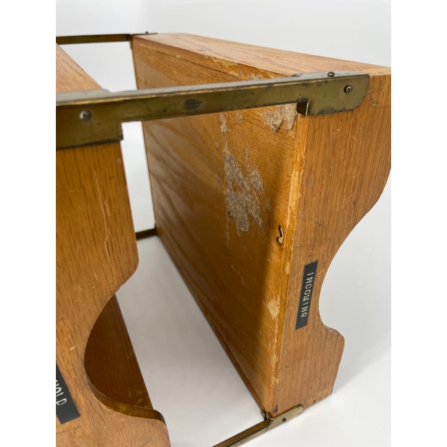 Brown Retro Wooden in/Out Desk File Tray For Sale - Image 8 of 9