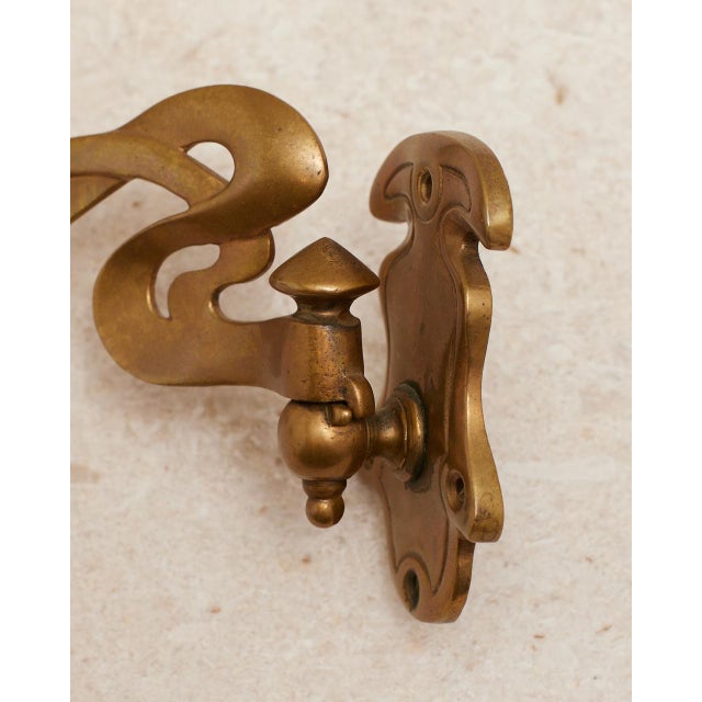 Brass Art Nouveau Brass Taper Candlestick Rotating Sconces For Sale - Image 8 of 15