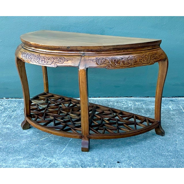 Vintage Fretwork Demilune Console Table For Sale - Image 12 of 12
