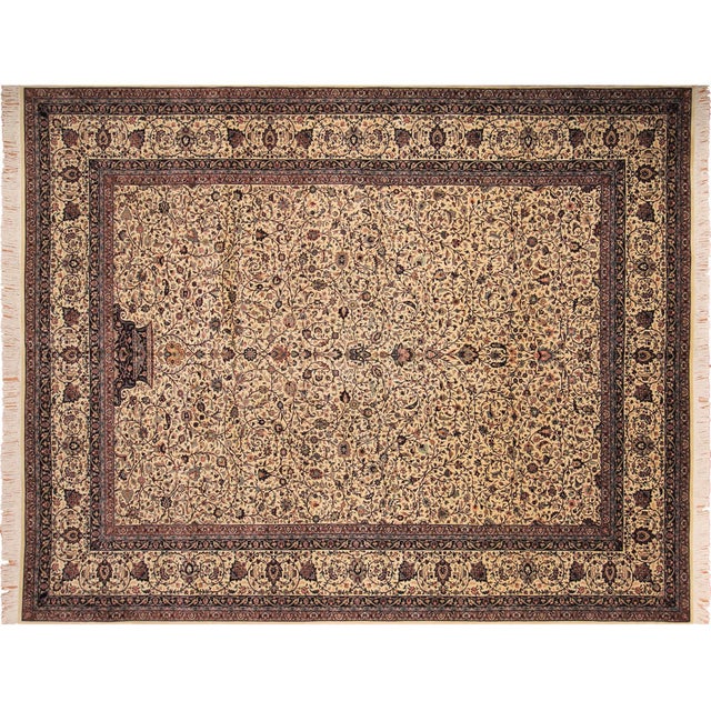 Ivory Shabby Chic Ivory Fine Handmade Rug 9.2x12 For Sale - Image 8 of 9