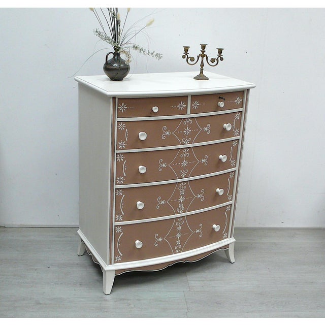 Hand-Painted Chest of 6 Drawers, 1950 For Sale - Image 9 of 12