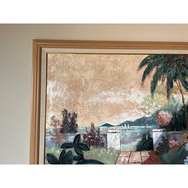 1980s 1980's Lee Reynolds Tropical - Coastal Garden Landscape Painting, Framed For Sale - Image 5 of 13