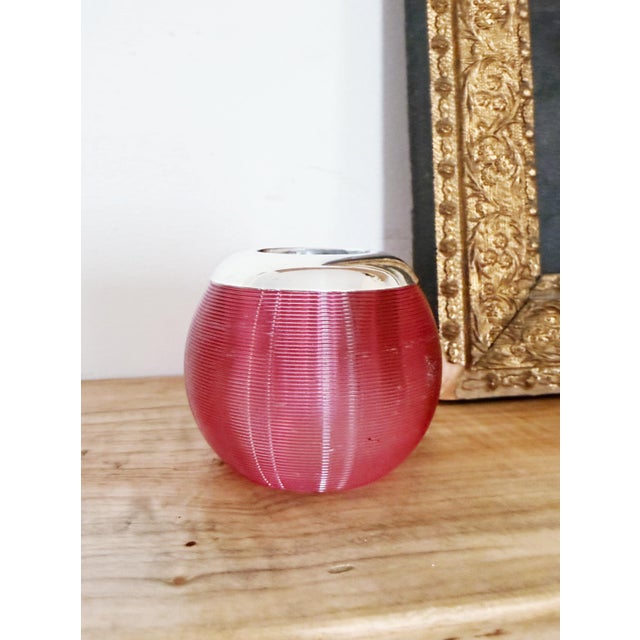 English Antique English Sterling Silver and Pink Glass Match Striker For Sale - Image 3 of 6