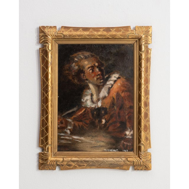 1940s France Amber Canvas Painting For Sale - Image 16 of 16