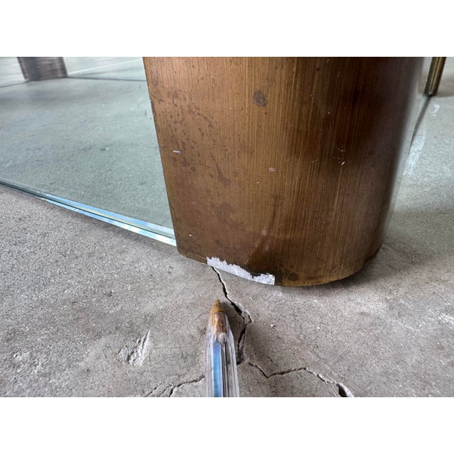 Vintage Pace–Style Glass and Bronze / Brass Finish Dining Table For Sale - Image 12 of 12