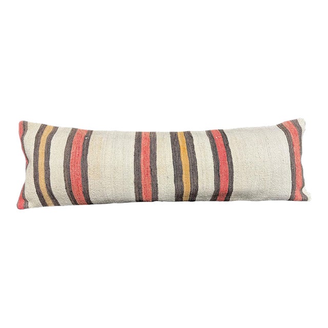 Turkish Hemp Pillow Cushion Natural Beige Brown Cushion Cover 14"x45" For Sale