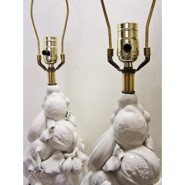 Vintage Italian White Porcelain Fruit Lamps Pair Chairish