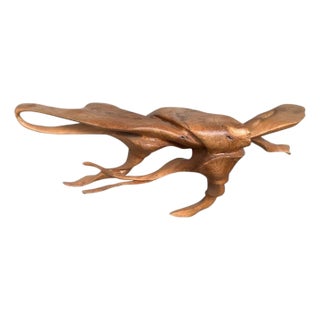 Andrianna Shamaris Floating Sculptural Teak Wood Console Table For Sale