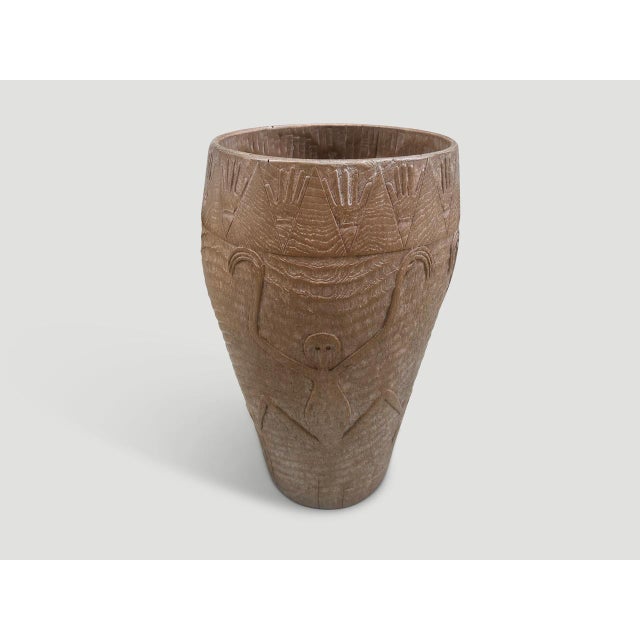 Contemporary Impressive Antique Teak Wood Hand Carved Container For Sale - Image 3 of 5