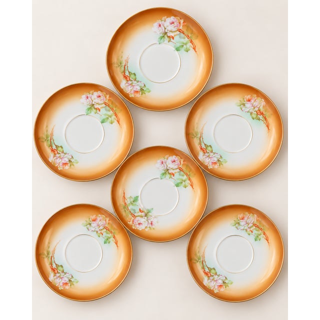 Victorian Vintage M Z Austria Chocolate Coffee Set Hand Painted Roses Gold Trim - 12 pcs For Sale - Image 3 of 7