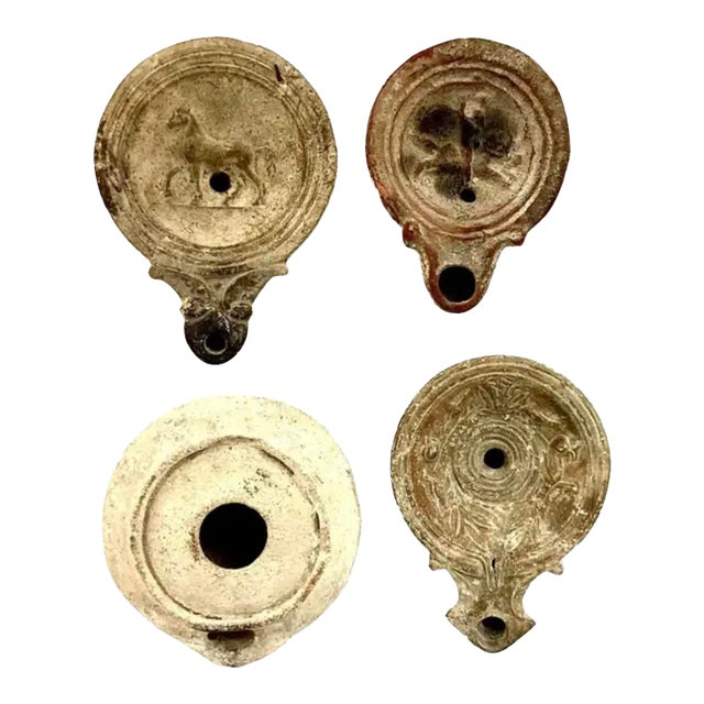 Roman Terracotta Oil Lamps, Set of Four For Sale