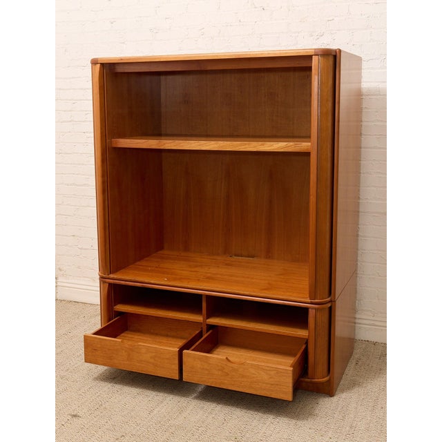 Vintage Mid-Century Modern Tambour Media Cabinet With Curved Wood Doors For Sale - Image 4 of 6