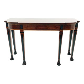 1990s Baker Furniture Regency Mahogany With Ebonized Greek Key Inlay Console Table For Sale