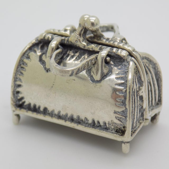 Vintage Italian Silver 800 Purse Dollhouse Miniature Box, 1970s For Sale - Image 4 of 14
