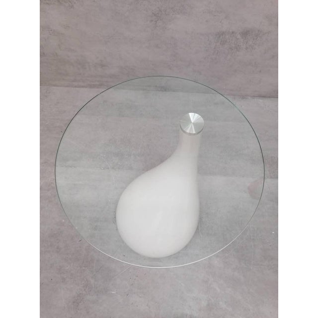 Mid-Century Style Side Table in White and Glass For Sale - Image 9 of 11