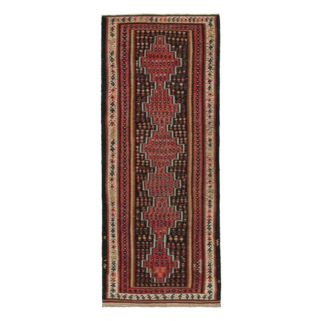 Red 1950s Vintage Persian Kilim in Black and Red With Geometric Patterns, From Rug & Kilim For Sale - Image 8 of 8