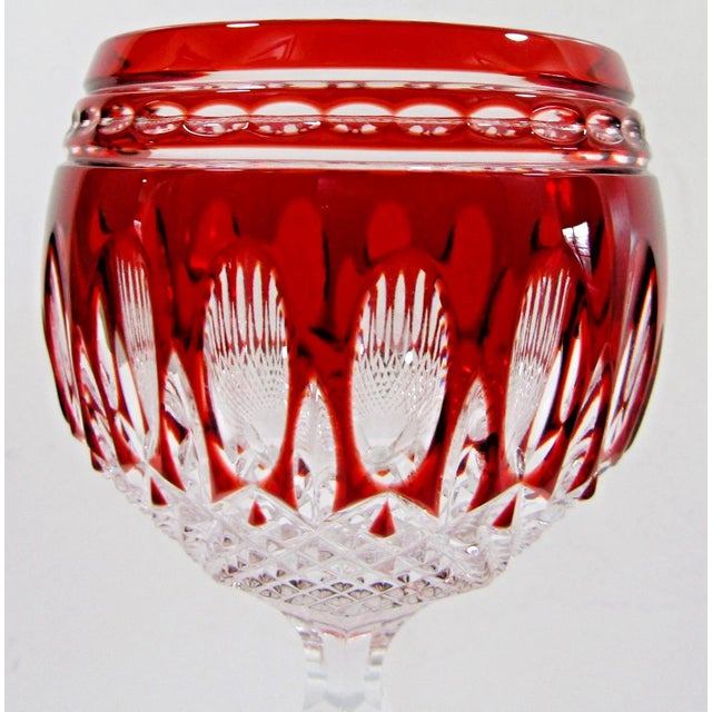 1990s Waterford Crystal Clarendon Ruby Red Hock Glass 8" Tall - Set of 8 For Sale - Image 9 of 14