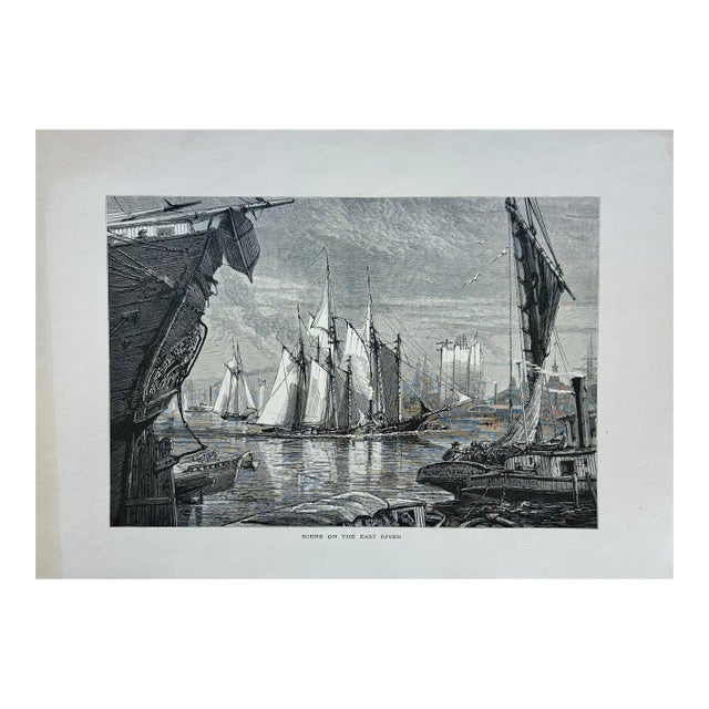 East River, New York City, Original Print, 1874 For Sale