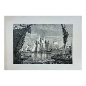 East River, New York City, Original Print, 1874