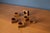 Vintage set of six square modernist napkin ring holders, circa 1960's. Features solid teak construction showcasing warm...
