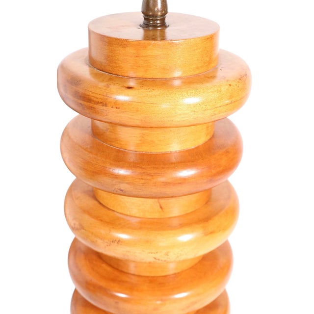Wood Mid 20th Century Mid Century Modern Stacked Wood Table Lamps For Sale - Image 7 of 12