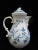 Classic Meissen Blue Onion (Zweibelmuster) pattern porcelain coffee pot with rounded handle and lid adorned with rose...