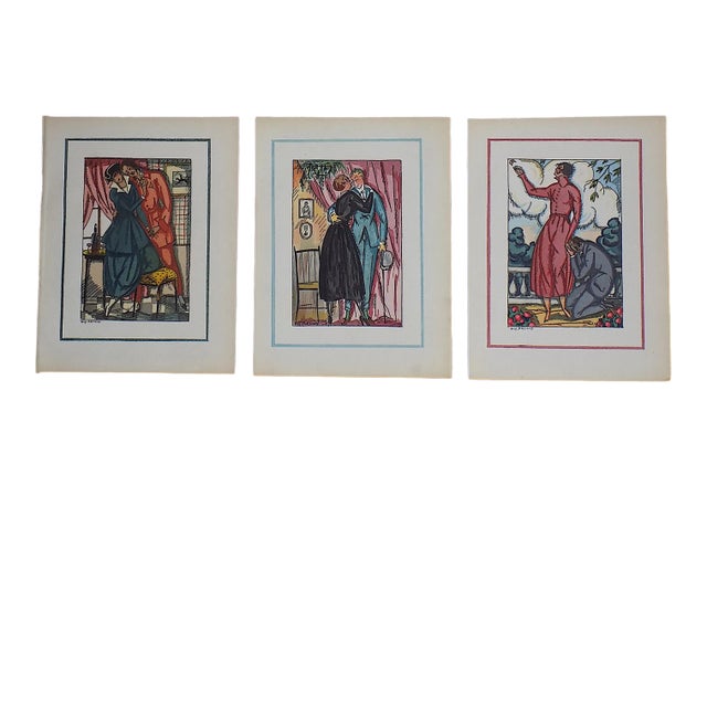 Vintage Ltd. Ed. Pochoir Images by Guy Arnoux - "Les Femmes De Ce Temps" - Set of 3 For Sale