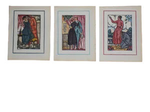 Vintage Ltd. Ed. Pochoir Images by Guy Arnoux - "Les Femmes De Ce Temps" - Set of 3