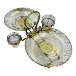 Vintage Georges Briard Gold Leaf 5-Piece Hors d'Oeuvres Caddy or Shrimp Server- 5 Pieces