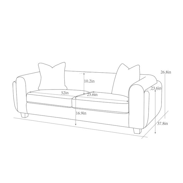 Wood Pasargad Home Bergamo Upholstered Loveseat With 2 Pillows, Ivory For Sale - Image 7 of 8