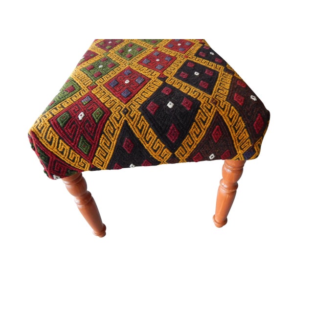Kilim Bench Upholstered With Turkish Kilim Rug For Sale In Philadelphia - Image 6 of 13
