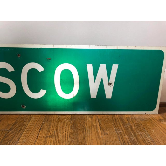 American Vintage Moscow New York Road Sign For Sale - Image 3 of 5