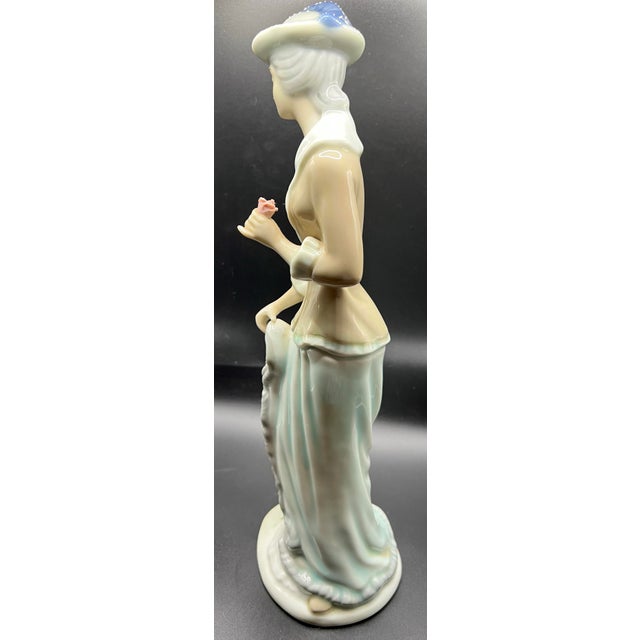 Contemporary Lladro Porcelain Figurine of Woman With Dog at Her Feet For Sale - Image 3 of 8