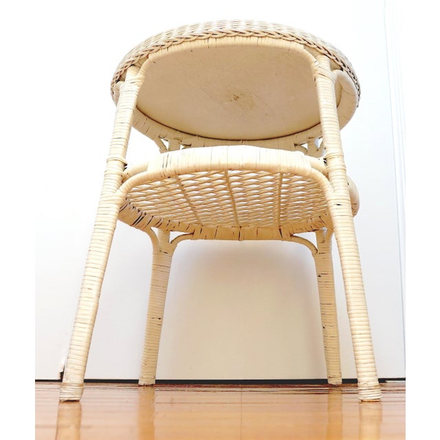 Antique Wicker Rattan Chair and Vintage Side Table For Sale - Image 4 of 7
