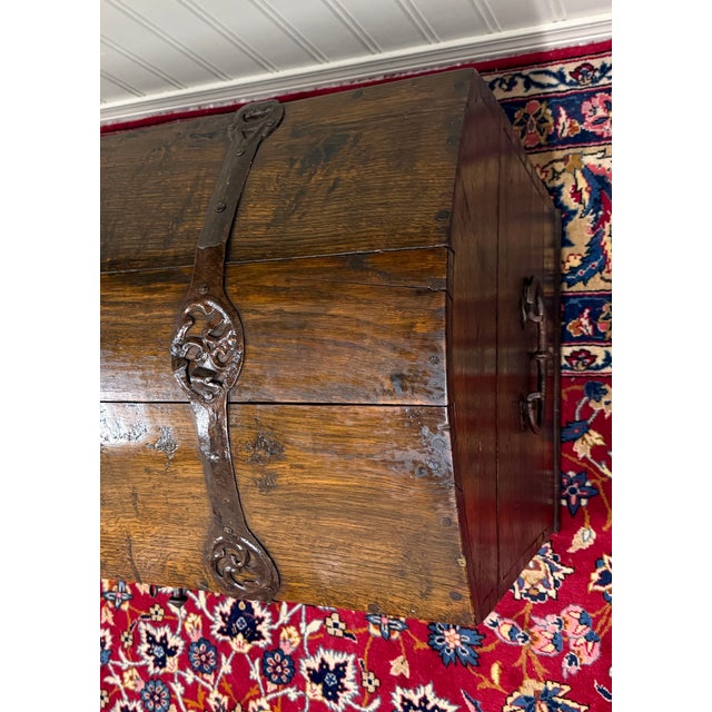 Antique Danish Dome Top Trunk Chest Blanket Box Storage Coffer Oak Mid 19th C For Sale - Image 14 of 18