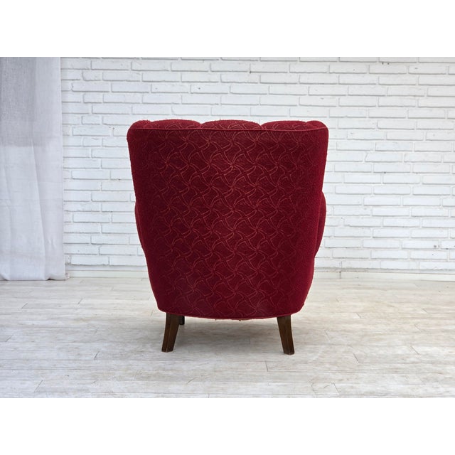 Red Danish Armchair in Red Furniture Fabric, 1960s For Sale - Image 8 of 18